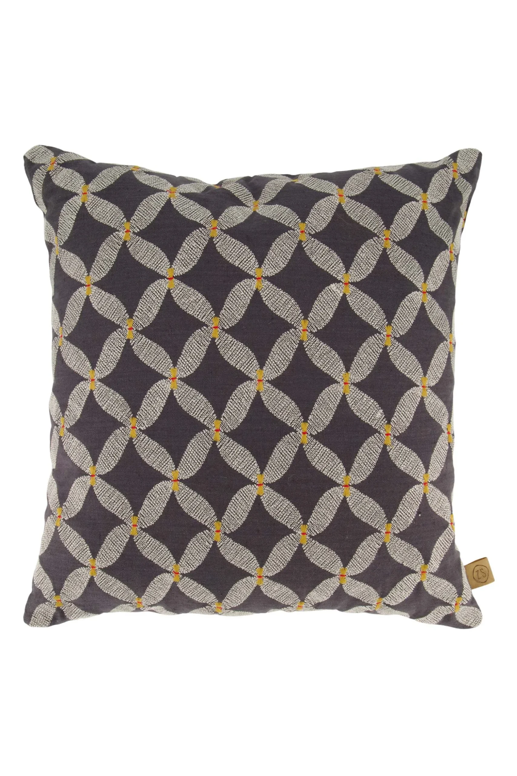 zusss kussen grafisch gewoven patroon 45x45cm antracietgrijs