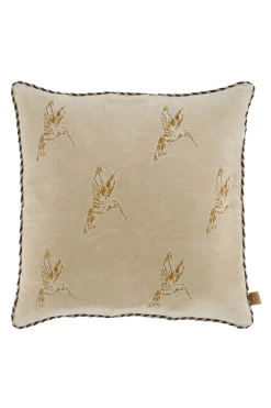 zusss kussen velvet colibri borduur 45x45cm zand