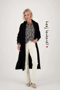 zusss lang boucle vest zwart