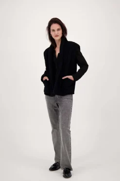 zusss lang teddy gilet met zakken zwart