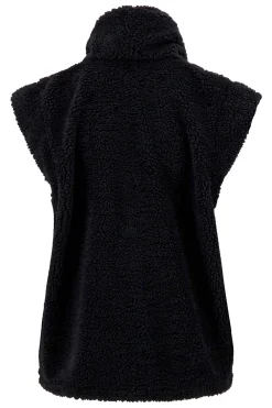 zusss lang teddy gilet met zakken zwart