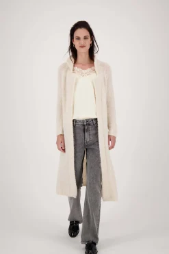 zusss lang vest met reverkraag zand