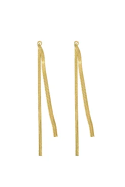 zusss lange oorbel met visgraat structuur goud