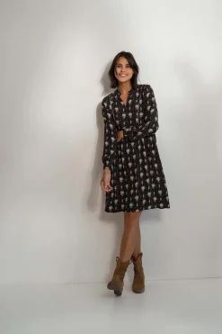 zusss limited jurk met bloemenprint zwart