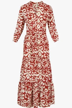 zusss maxi jurk ornamentprint cacaobruin/zand