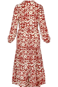 zusss maxi jurk ornamentprint cacaobruin/zand