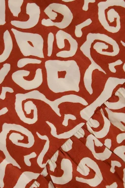 zusss maxi jurk ornamentprint cacaobruin/zand