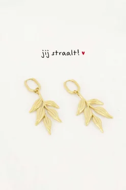 zusss oorbel met blaadjes goud