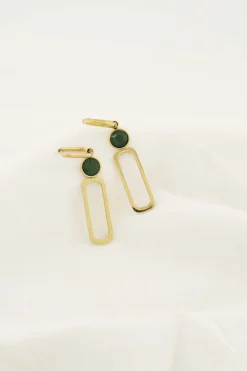 zusss oorbel met glassteen donkergroen