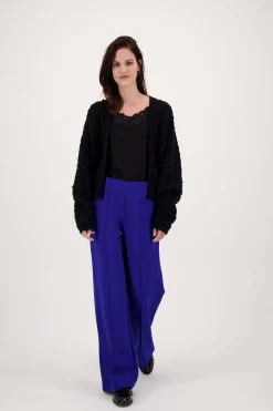 zusss openvallend vest met kraaltjes zwart