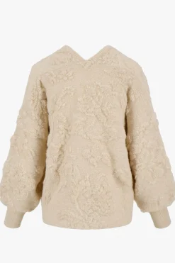 zusss openvallend vest met lurex jacquard creme