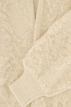 zusss openvallend vest met lurex jacquard creme