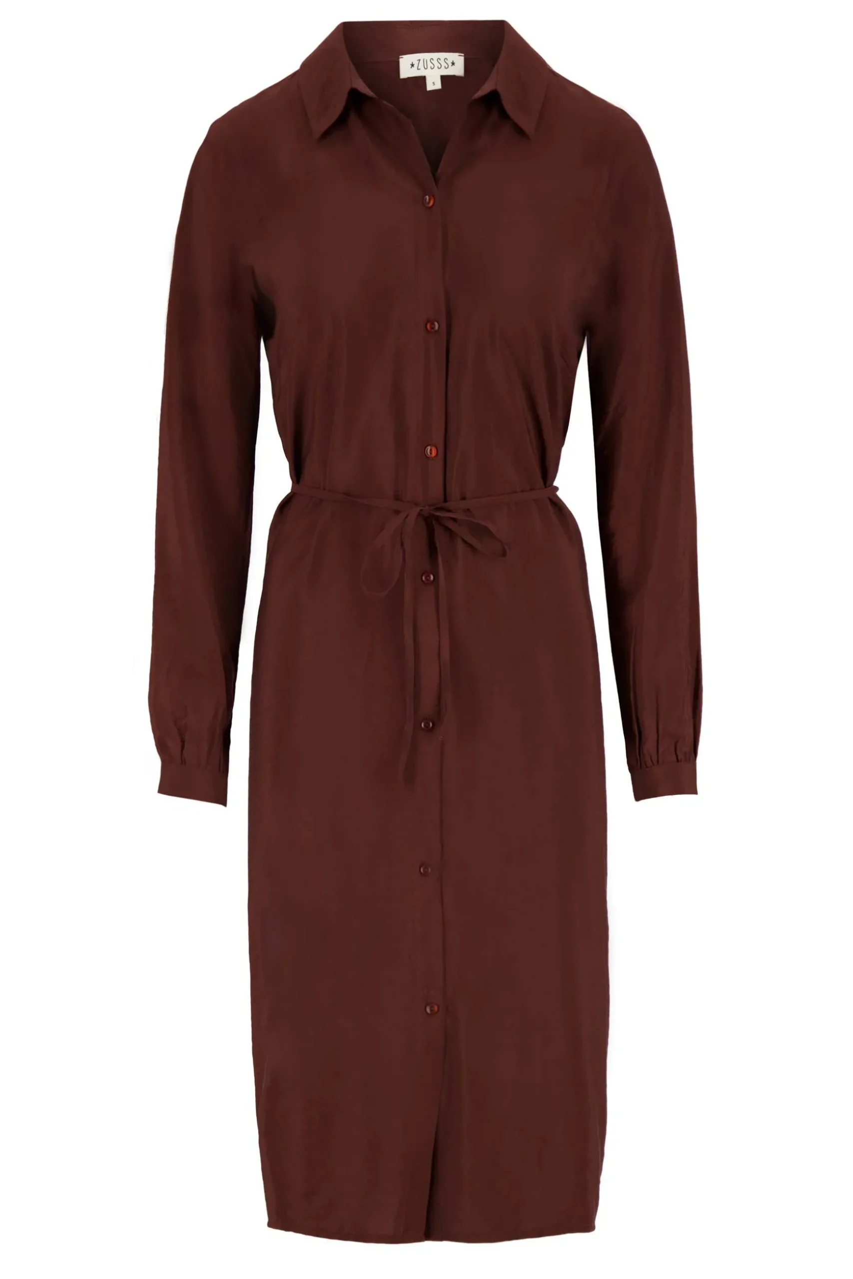 zusss overhemdjurk chocoladebruin