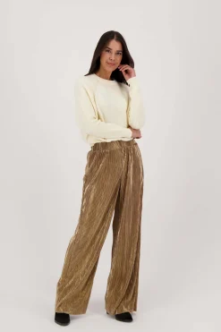 zusss plisse broek champagne goud