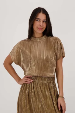 zusss plisse turtle top champagne goud