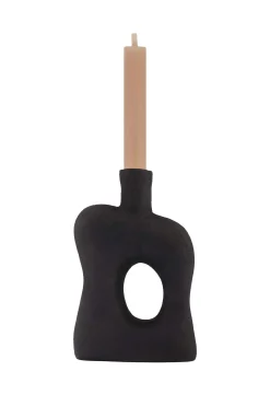 zusss polystone kandelaar ornament 22cm zwart