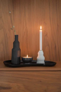 zusss polystone vaas lijnen zwart