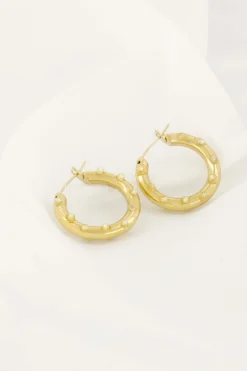 zusss ronde oorbel met steentjes goud