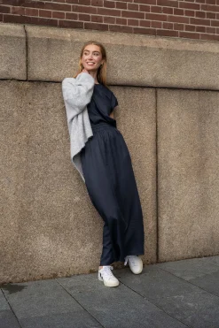 zusss satijnen twill rok donkerblauw