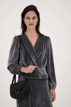 zusss schoudertas met gouden ring zwart