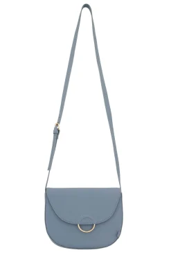 zusss schoudertas met gouden ring grijsblauw