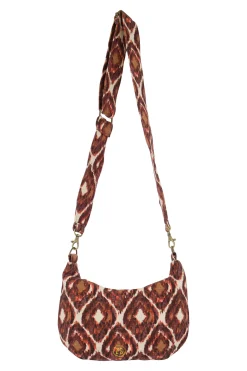 zusss schoudertasje met ikat print zand/roodbruin