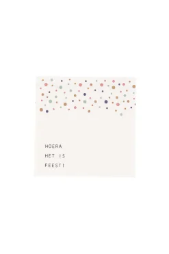 zusss servetten vierkant 12,5x12,5cm hoera het is feest wit