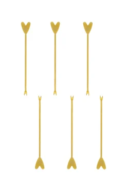 zusss set van 6 borrelprikkers hartje goud