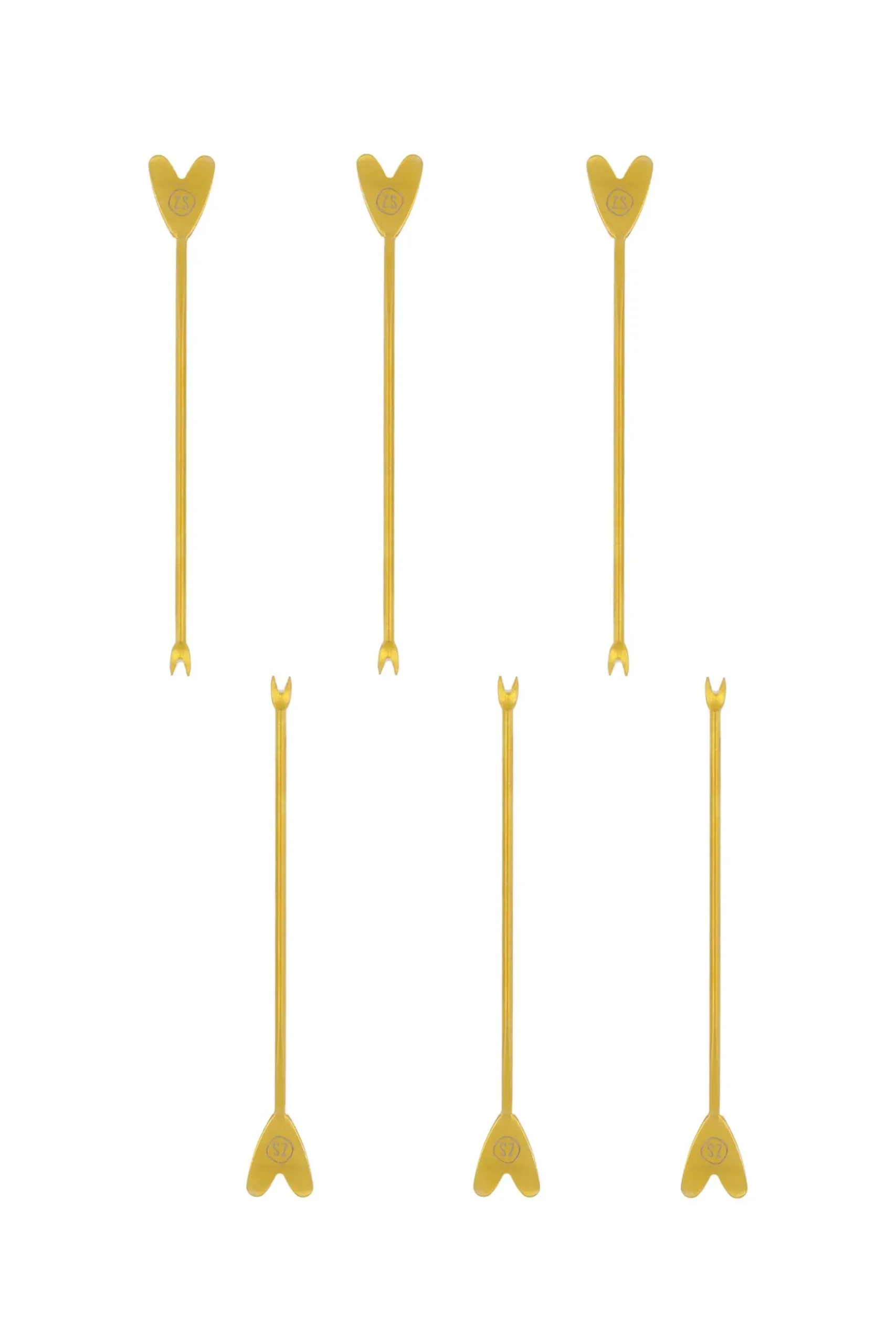 zusss set van 6 borrelprikkers hartje goud