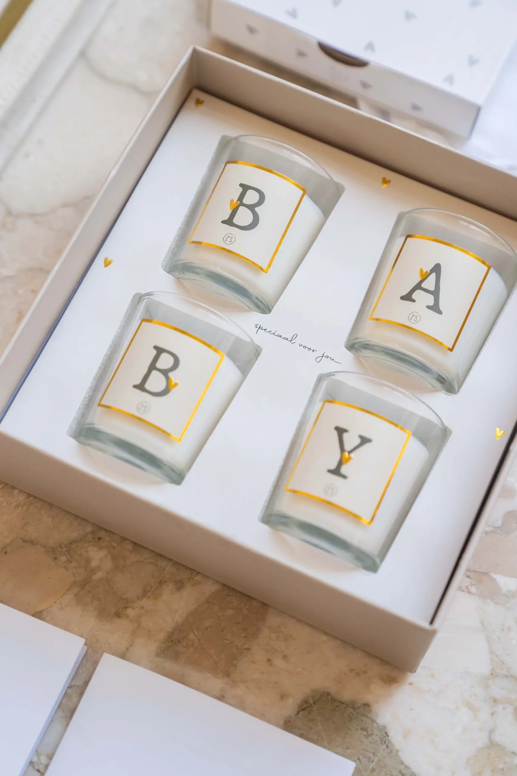 zusss set van 4 glaskaarsjes baby wit