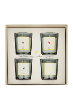 zusss set van 4 glaskaarsjes hartje wit