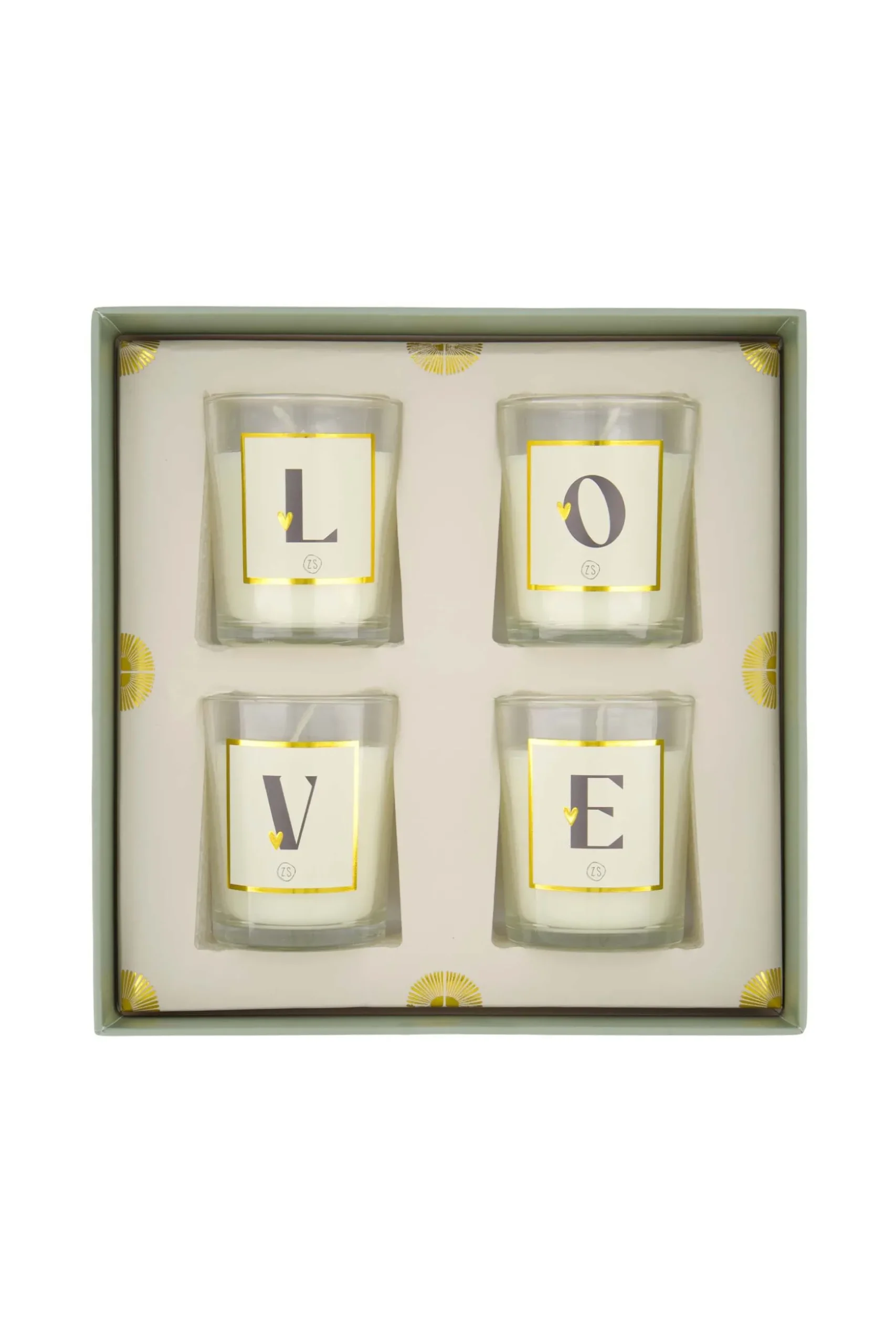 zusss set van 4 kaarsjes saliegroen