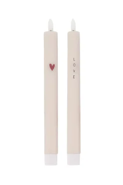 zusss set van 2 ledkaarsen love/hart zand