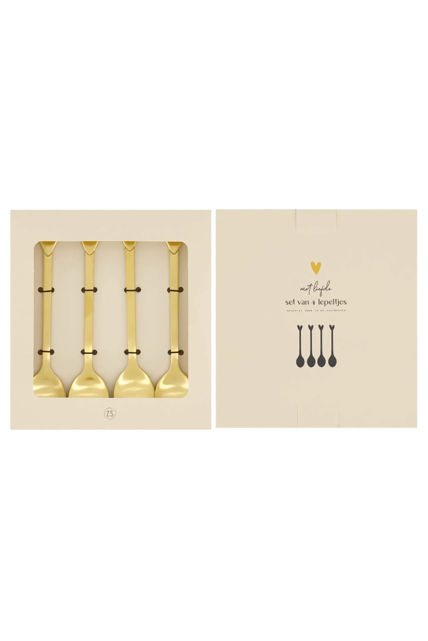 zusss set van 4 lepeltjes hartje goud