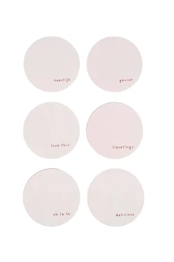 zusss set van 6 onderzetters met tekst rood/wit