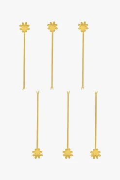 zusss set van 6 prikkers klaver goud