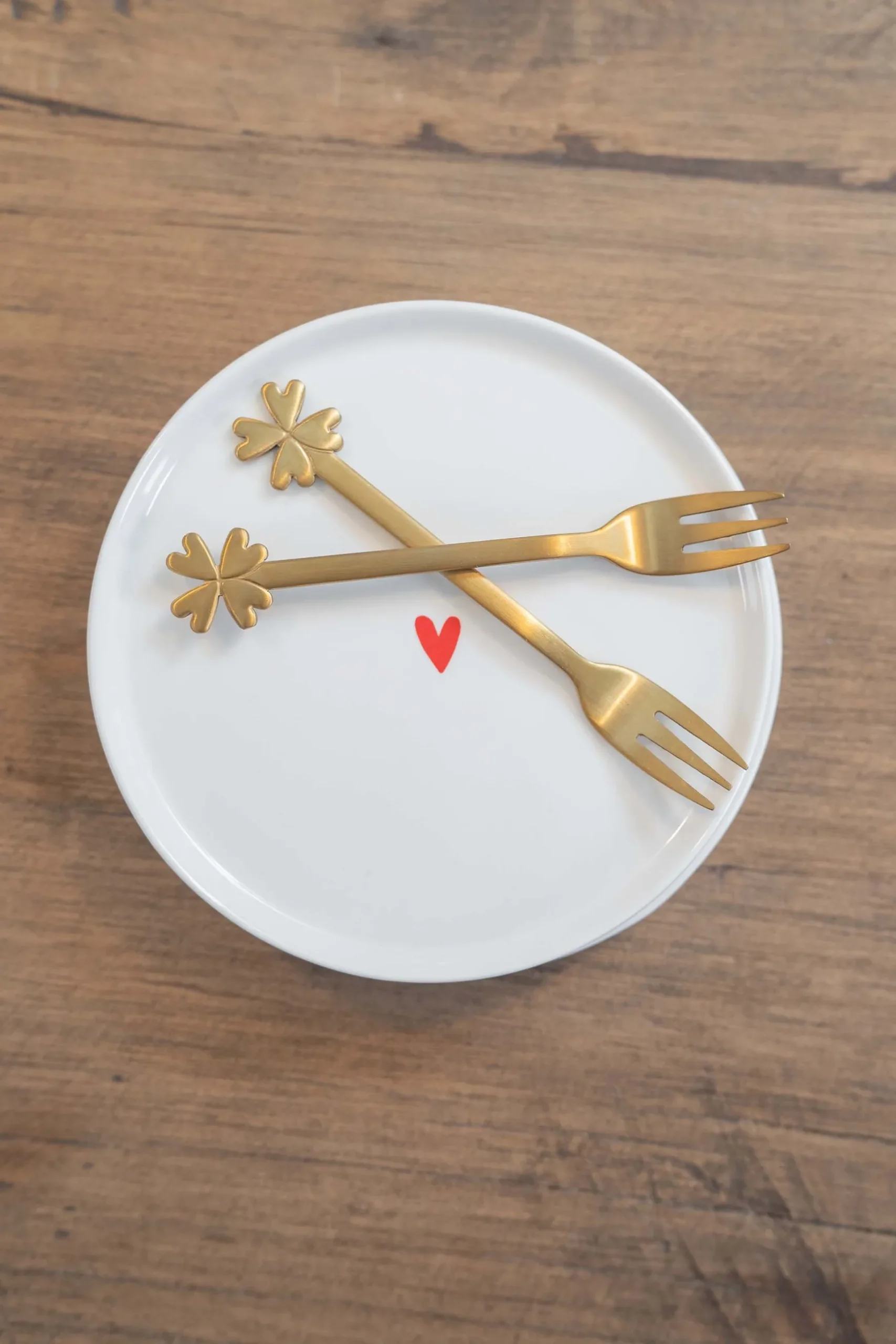 zusss set van 4 vorkjes klavertje goud