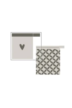 zusss set van 2 washandjes hartje/patroon antracietgrijs/zand