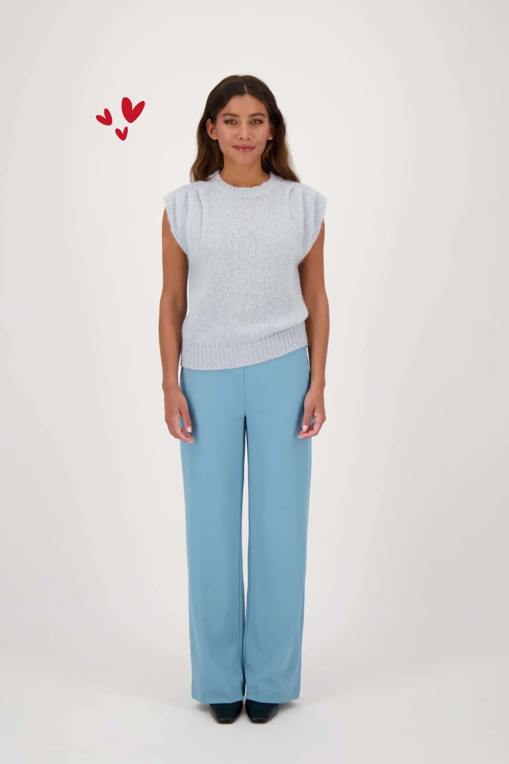 zusss spencer met plooidetail zachtblauw