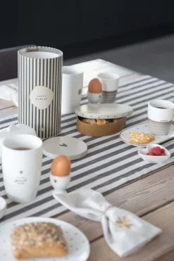 zusss tafelloper strepen 50x250cm grafietgrijs