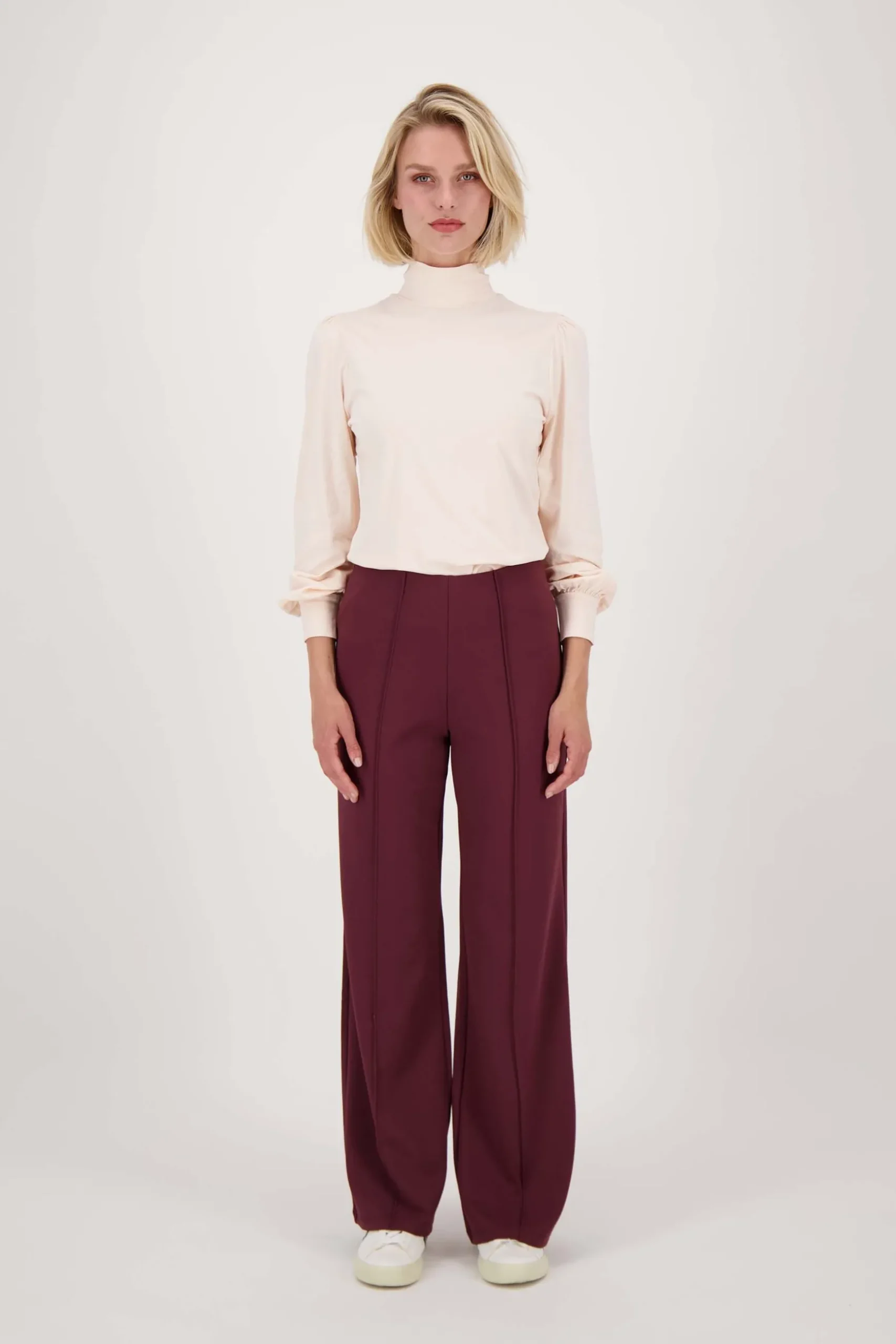 zusss top met lange mouwen en col zachtroze