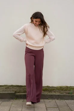 zusss top met lange mouwen en col zachtroze