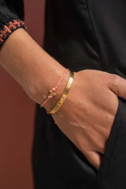 zusss touwarmbandje met hartje koraalroze/goud