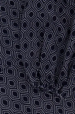 zusss wikkeljurk met blockprint donkerblauw/grijs