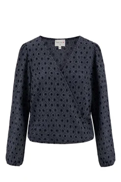 zusss wikkeltop met blockprint donkerblauw grijs