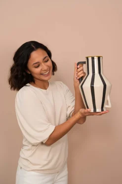 zusss Zusss x Return to Sender vaas gestreept M zand/off black